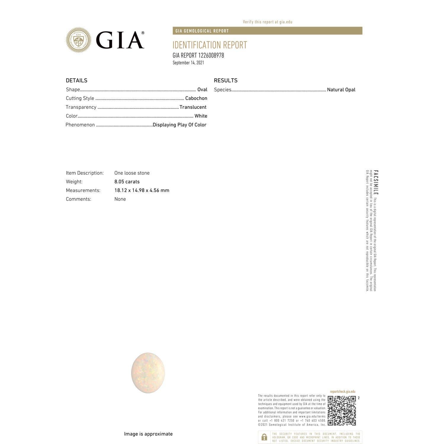 Im Angebot: ANGARA GIA zertifizierter Solitär 8,05 Karat ovaler Opal Ring mit geteiltem Schaft aus Platin () 5