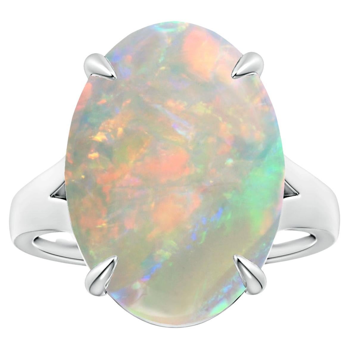 Im Angebot: ANGARA GIA zertifizierter Solitär 8,05 Karat ovaler Opal Ring mit geteiltem Schaft aus Platin ()