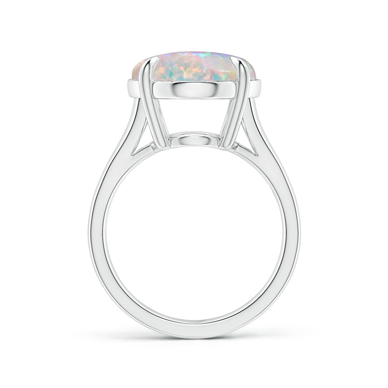 For Sale:  Angara Claw-Set Gia Certified Solitaire Oval Opal Split Shank Ring in White Gold 2