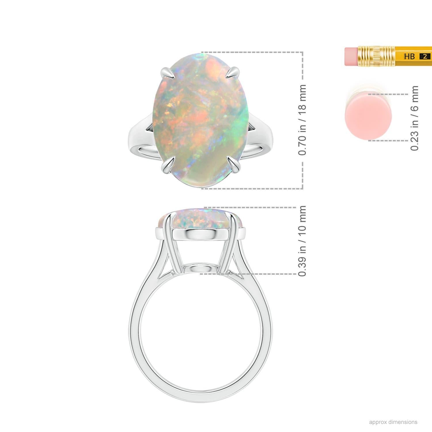 For Sale:  Angara Claw-Set Gia Certified Solitaire Oval Opal Split Shank Ring in White Gold 5