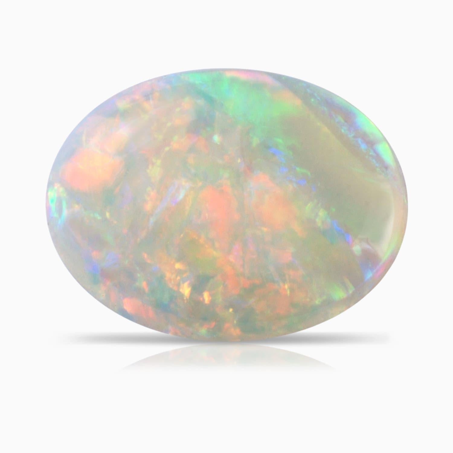 Angara Claw-Set Gia zertifizierter Solitär Oval Opal geteilter Schaft Ring aus Weißgold () 6