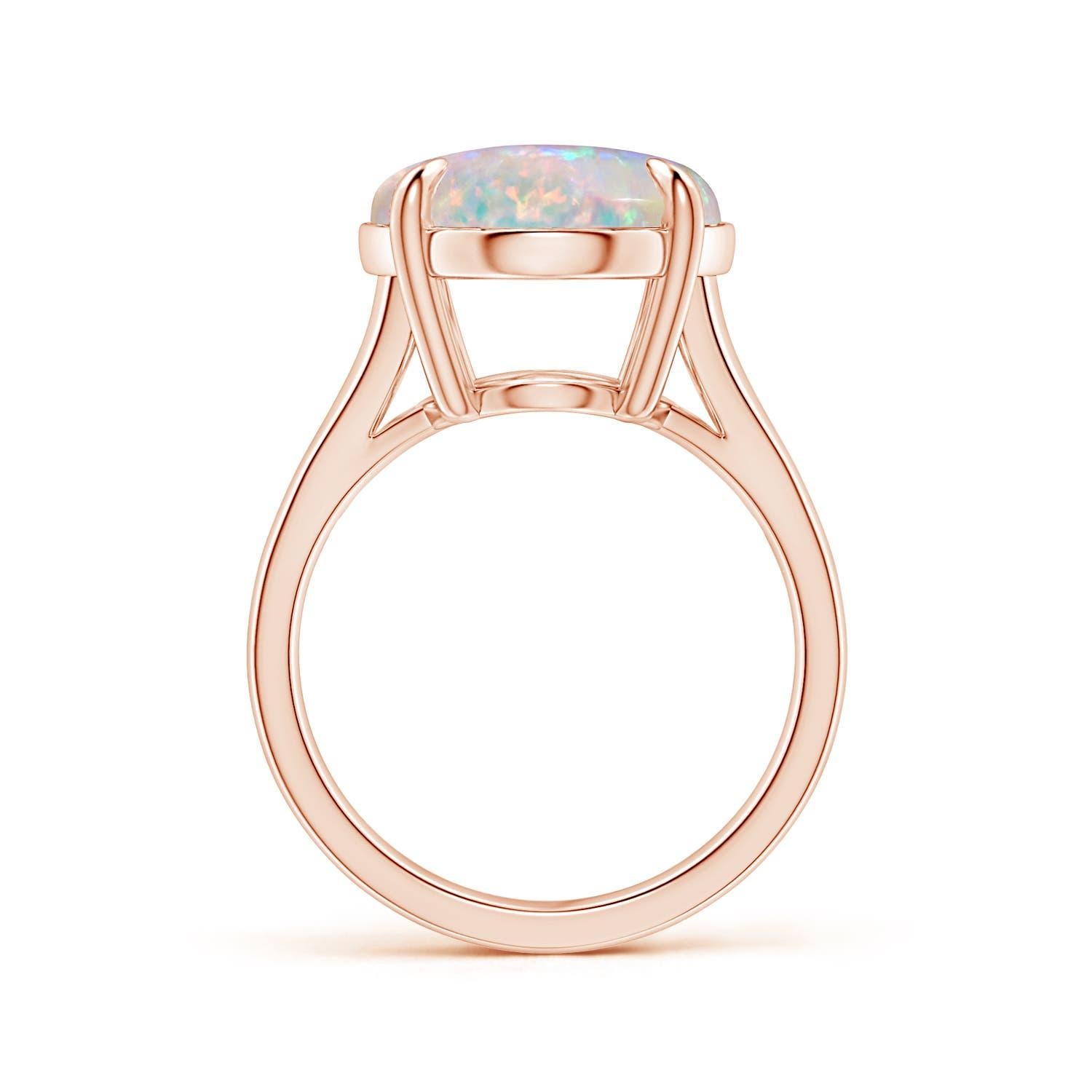 For Sale:  Angara Claw-Set GIA Certified Solitaire Oval Opal Split Shank Rose Gold Ring 2