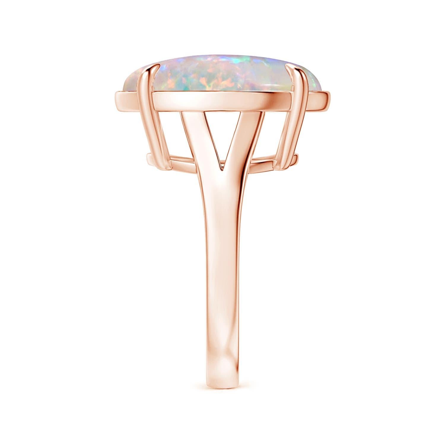 For Sale:  Angara Claw-Set GIA Certified Solitaire Oval Opal Split Shank Rose Gold Ring 4