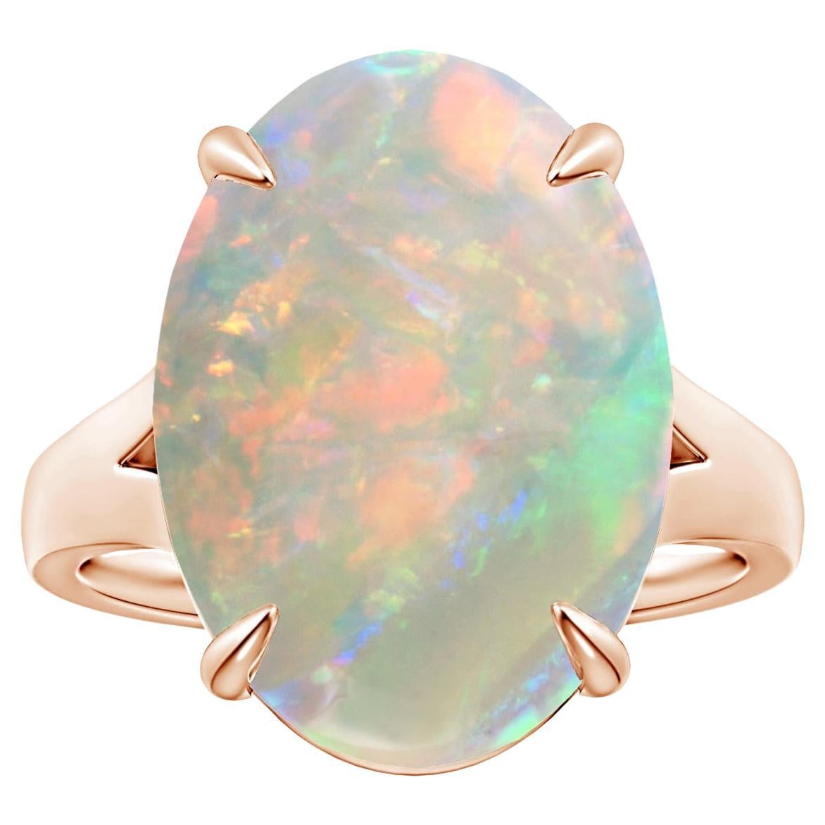 Angara Claw-Set GIA Certified Solitaire Oval Opal Split Shank Rose Gold Ring