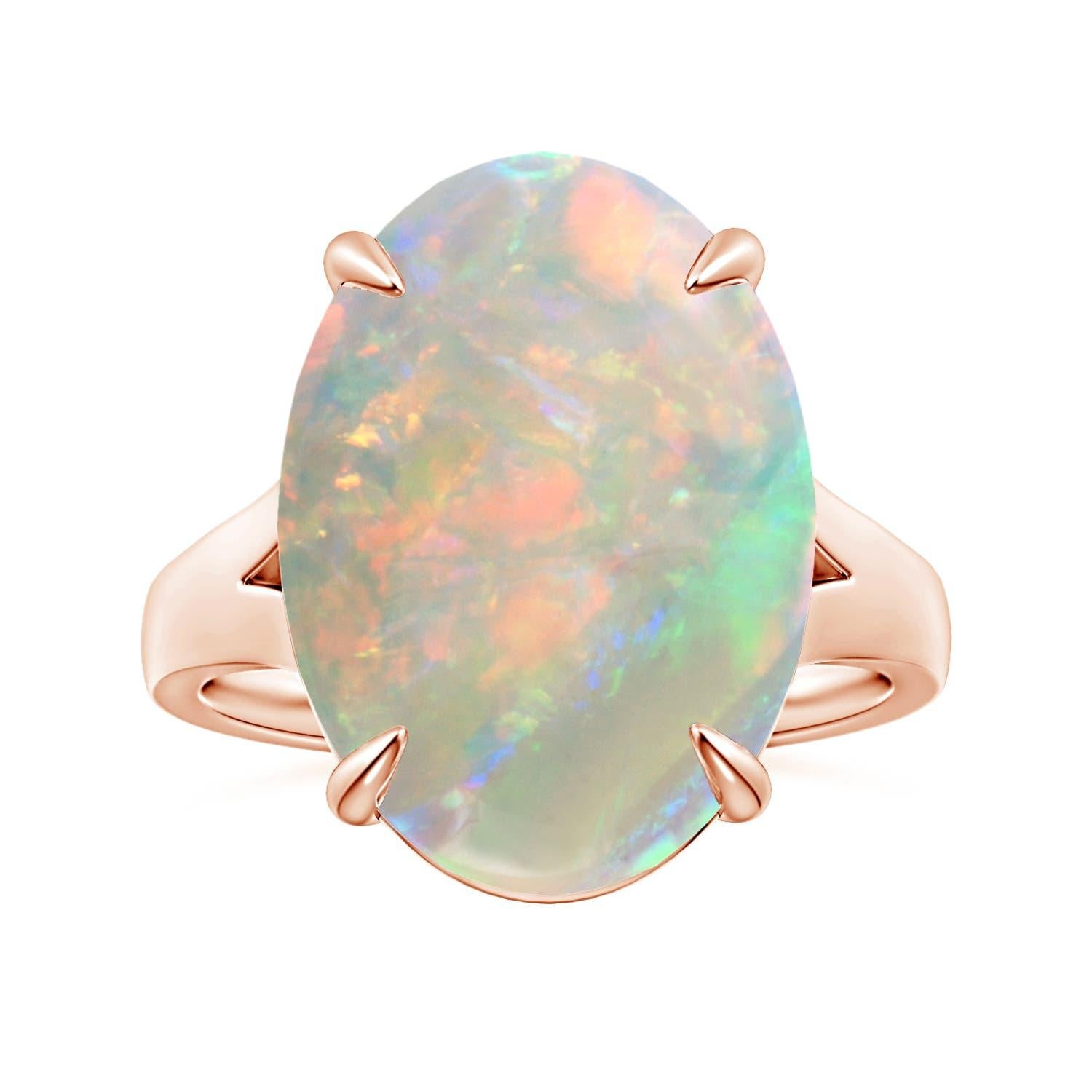 For Sale:  Angara Claw-Set GIA Certified Solitaire Oval Opal Split Shank Rose Gold Ring