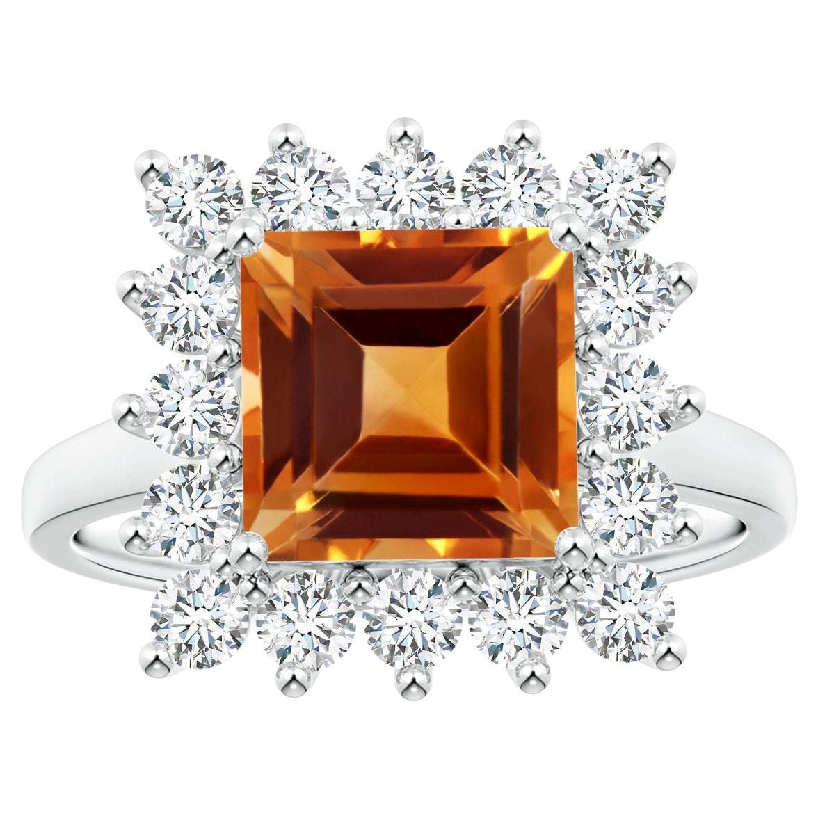 Customizable Diana GIA Certified Natural Citrine Ring in White Gold