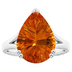 Anello con Citrino doppio incastonato a forma di pera certificato GIA in platino