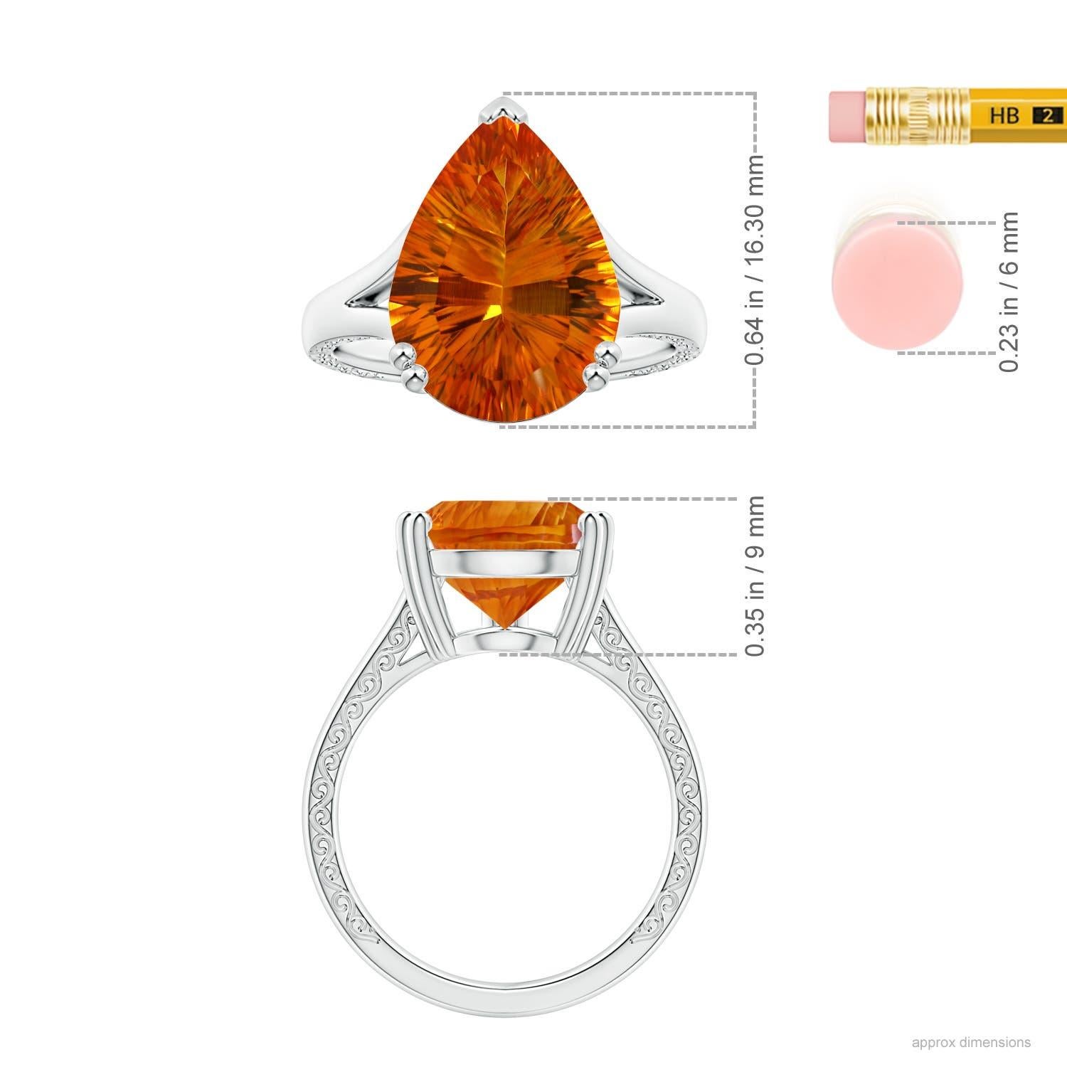 ANGARA GIA Certified Pear-Shaped Double Prong-Set Citrine Ring in 14K White Gold 5