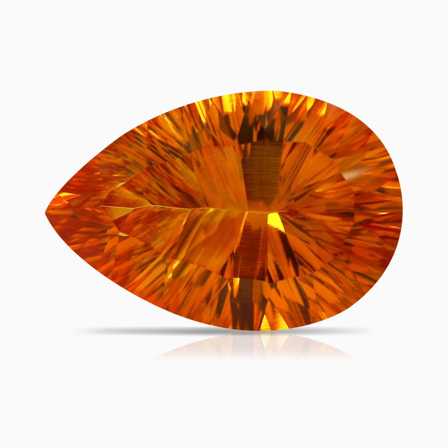 ANGARA GIA Certified Pear-Shaped Double Prong-Set Citrine Ring in 14K White Gold 6