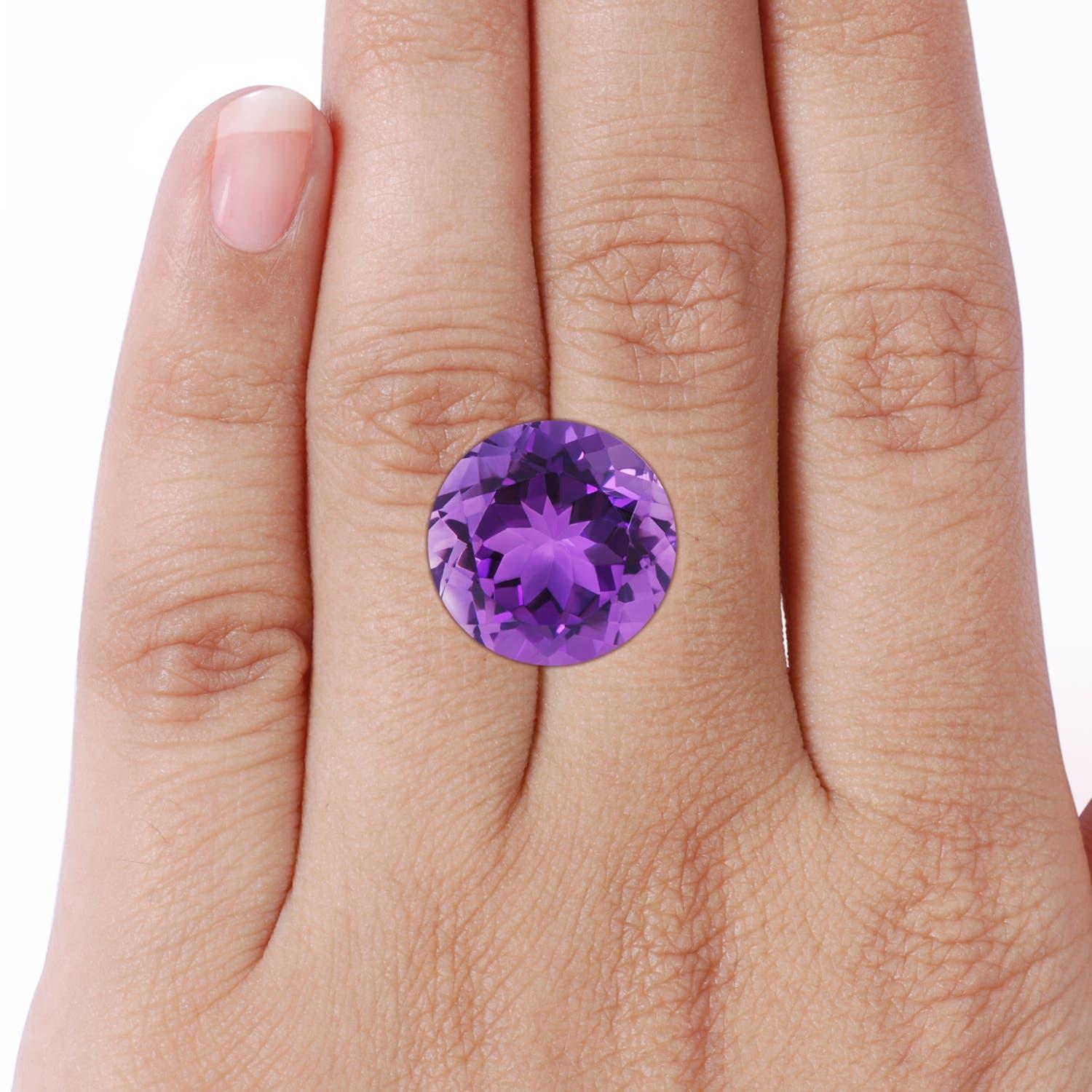 For Sale:  Angara Double Gia Certified Solitaire Amethyst Ring in Platinum with Leaf Motifs 7
