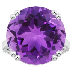 Angara Double Gia zertifizierter Solitär Amethyst-Ring aus Platin mit Blattmotiven