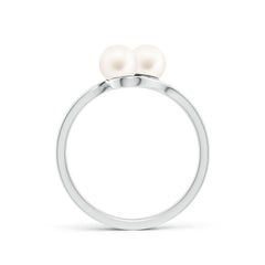 Angara Dual Freshwater Cultured Pearl Ring with Diamond Accent in 14K Solid Gold