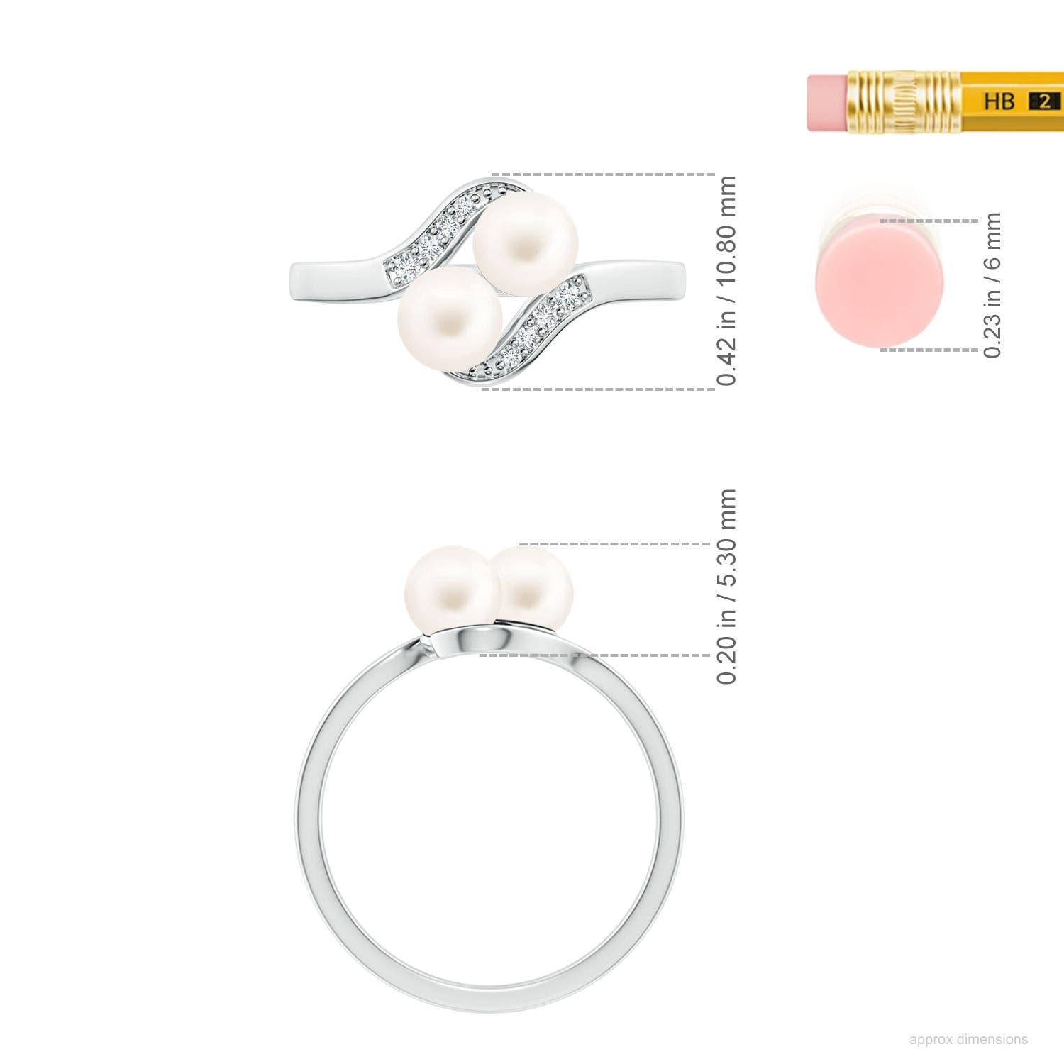 Angara Dual Freshwater Cultured Pearl Ring with Diamond Accent in 14K Solid Gold For Sale 1
