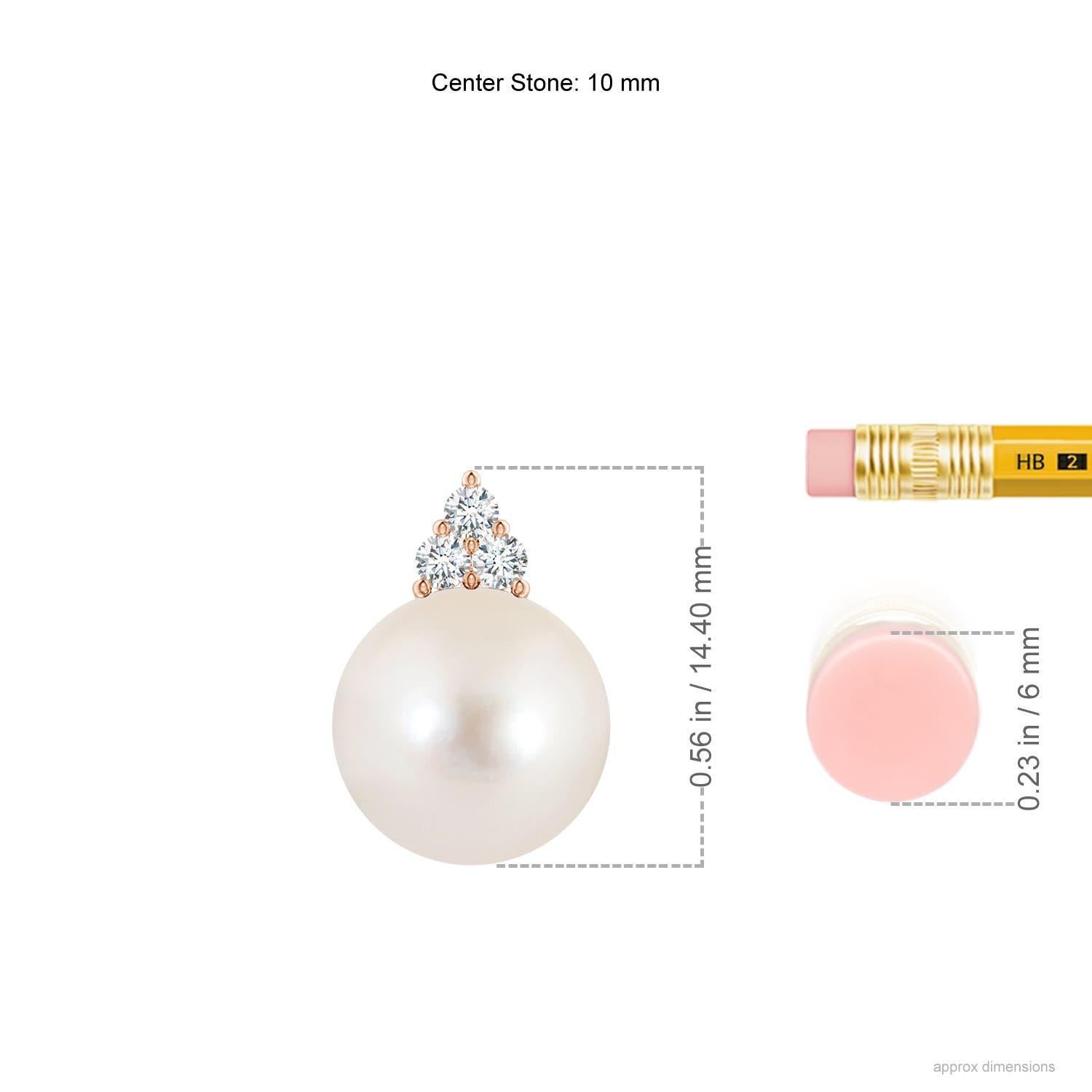Colgante Angara de perla cultivada de agua dulce y trío de diamantes en oro rosa de 14 quilates Corte redondo en venta