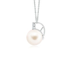 Pendentif en or massif 14K avec perles de culture d'eau douce et trio de diamants Angara