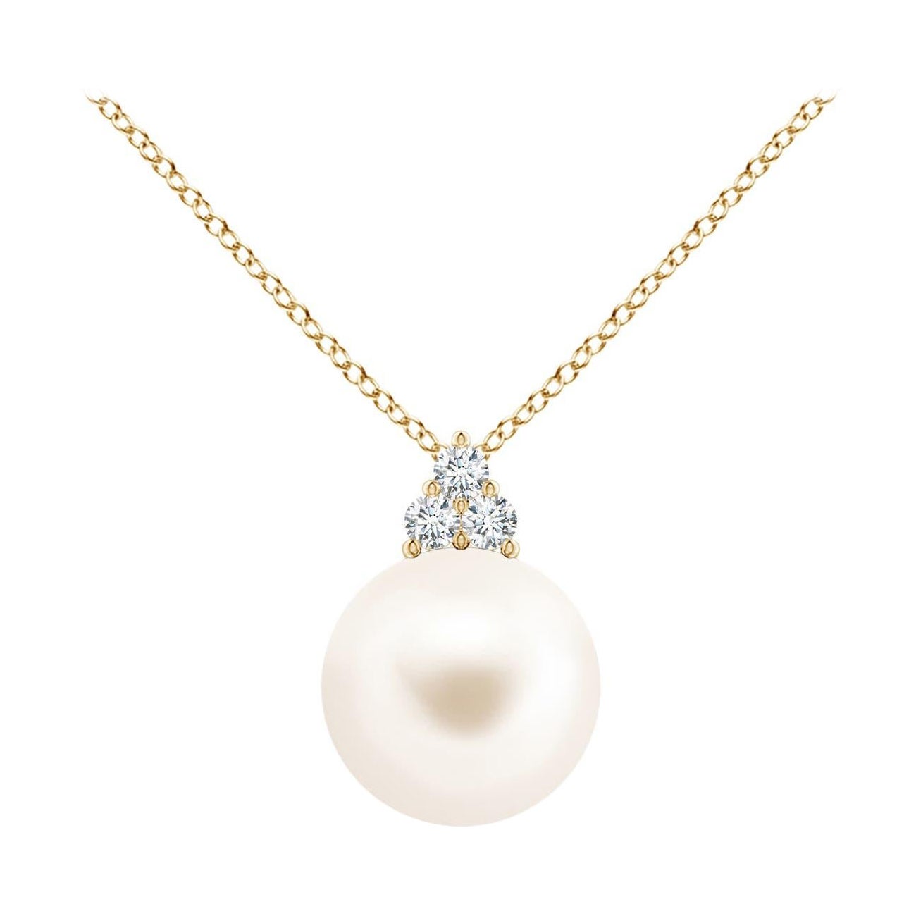 Pendentif en or jaune 14K avec perles de culture d'eau douce et trio de diamants Angara