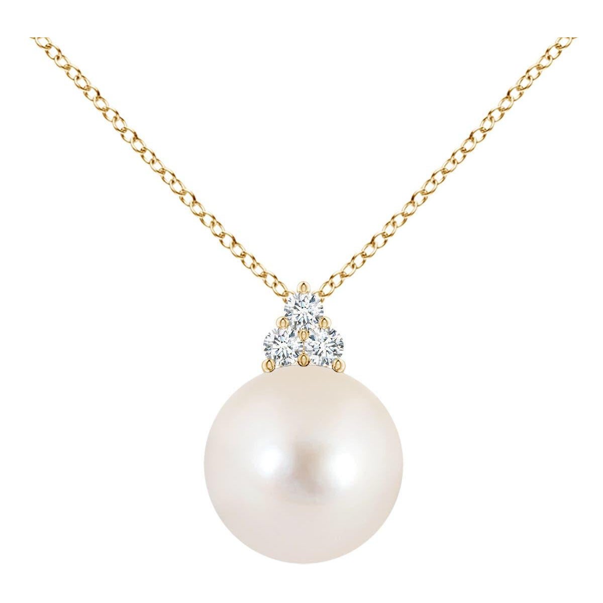 Pendentif en or jaune 14K avec perles de culture d'eau douce et trio de diamants Angara