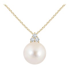 Pendentif en or jaune 14K avec perles de culture d'eau douce et trio de diamants Angara
