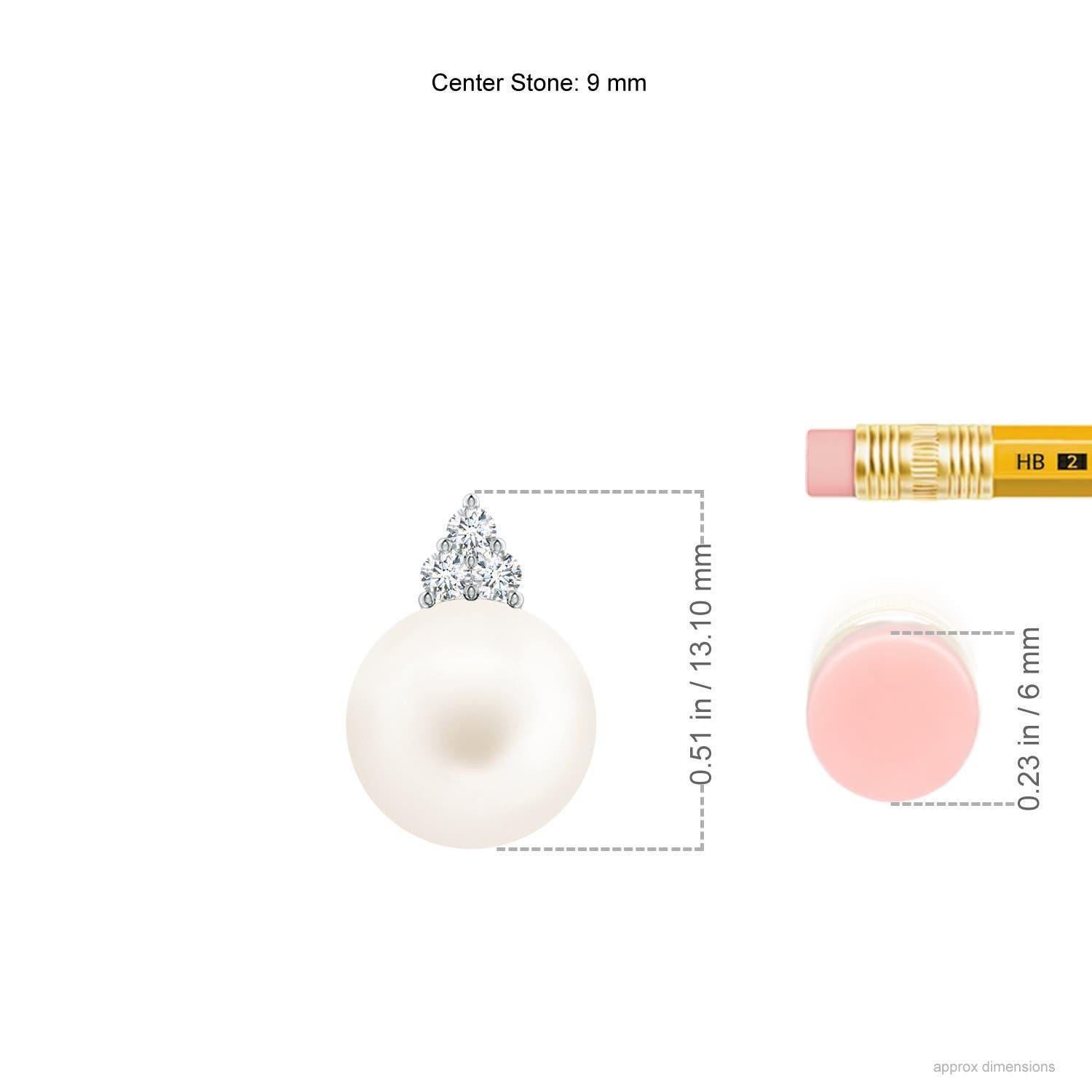 Taille ronde Angara Pendentif en platine avec perles de culture d'eau douce et trio de diamants pour femmes en vente