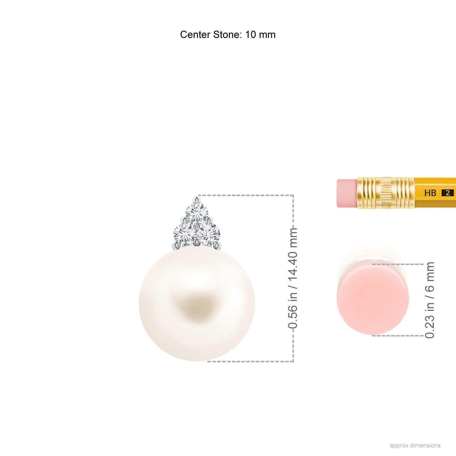Taille ronde Angara Pendentif en platine avec perles de culture d'eau douce et trio de diamants pour femmes en vente