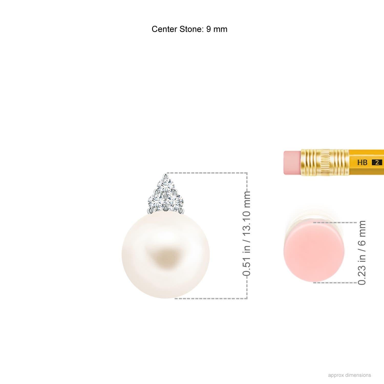 Taille ronde Angara Pendentif en platine avec perles de culture d'eau douce et trio de diamants pour femmes en vente