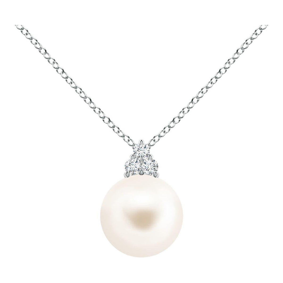 Angara Pendentif en platine avec perles de culture d'eau douce et trio de diamants pour femmes