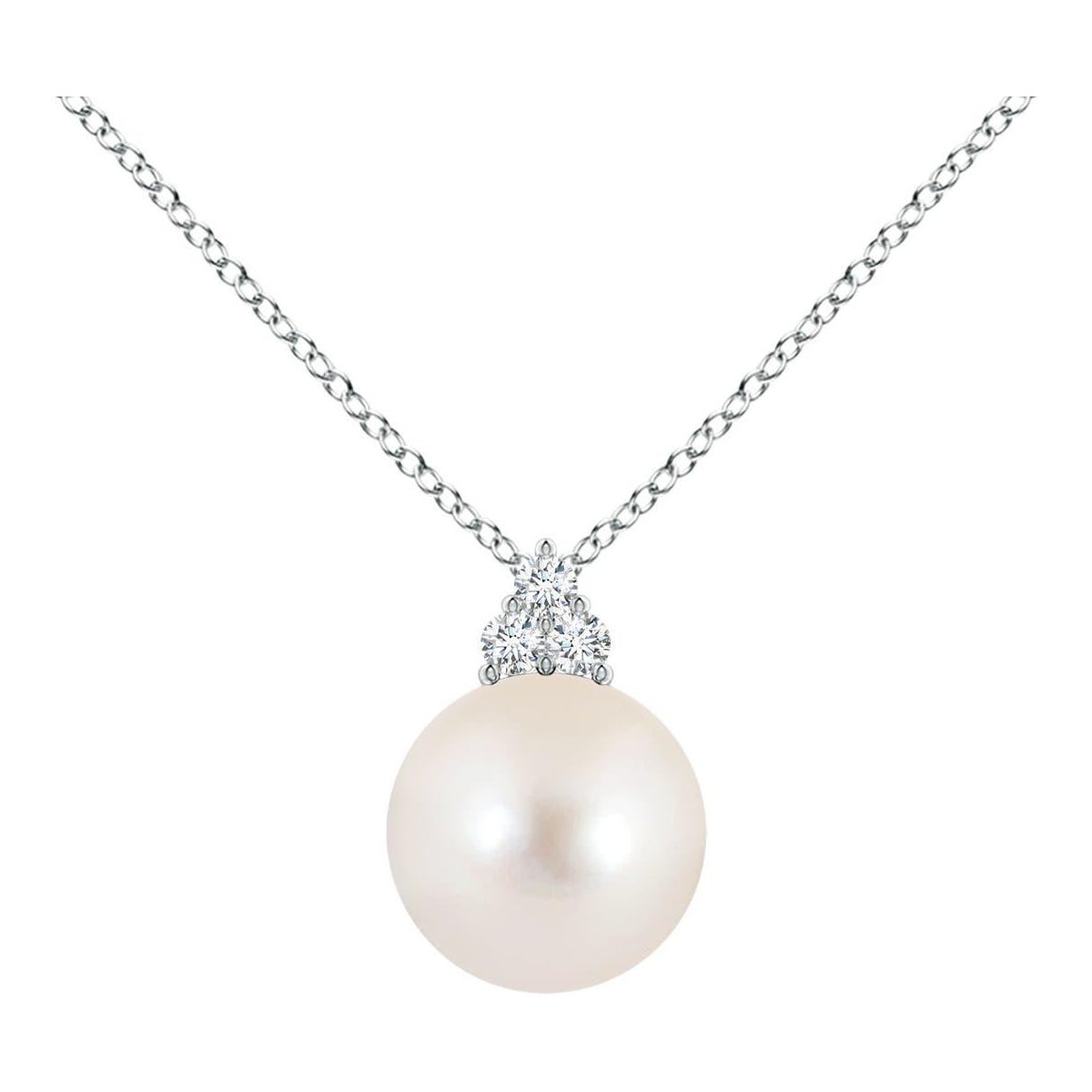 Ciondolo Angara con perle d'acqua dolce coltivate e Trio di diamanti in platino per donna