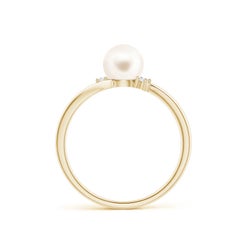 Anillo de compromiso Bypass de perla cultivada de agua dulce Angara en oro macizo de 14 quilates