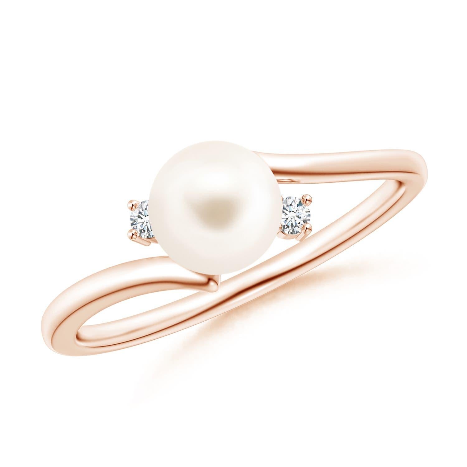 Bague de fiançailles en or massif 14K avec perles de culture d'eau douce Angara Bypass en vente 2