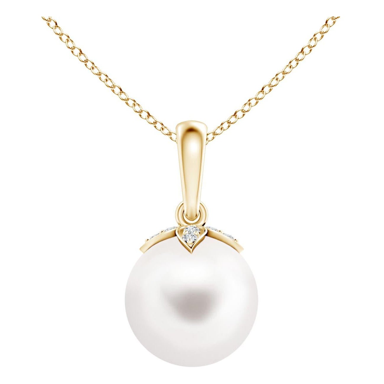 Angara Freshwater Cultured Pearl Drop Pendant with Diamonds in 14K Solid Gold
