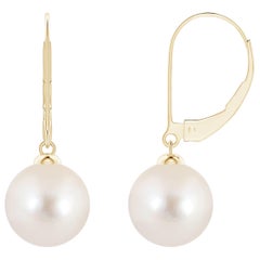 Orecchini di perle coltivate d'acqua dolce Angara con chiusura a leva in oro massiccio 14K