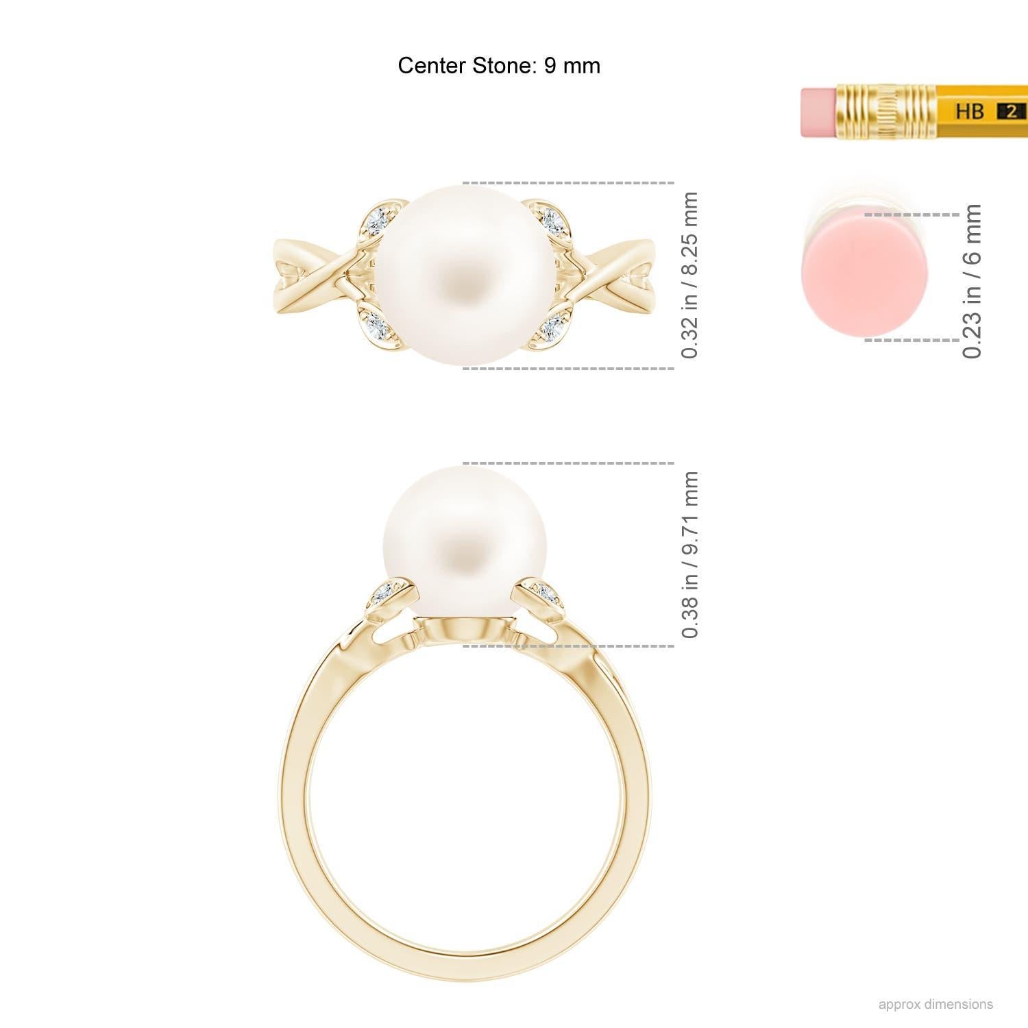 Anello di fidanzamento con perle d'acqua dolce d'Angara in oro massiccio 14K per donna in vendita 1