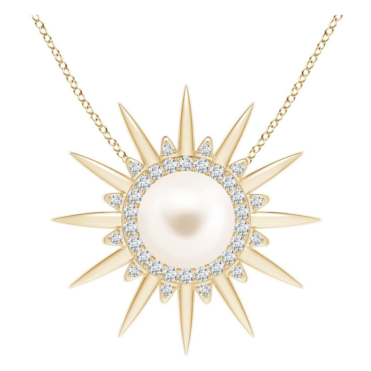 Angara Freshwater Cultured Pearl Gemini Multi-Wear Starburst Pendant in 14K Gold For Sale