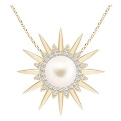 Angara Freshwater Cultured Pearl Gemini Multi-Wear Starburst Pendant in 14K Gold