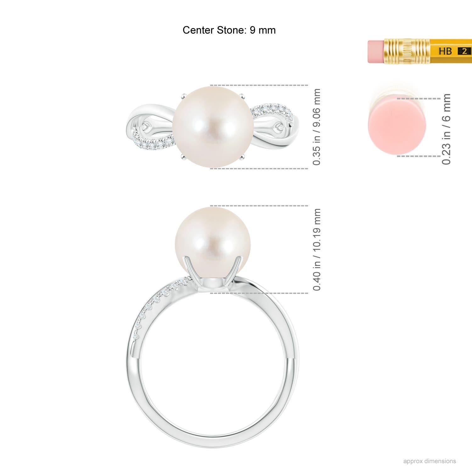 Angara Freshwater Cultured Pearl Infinity Ring in 14K Solid Gold for Women For Sale 1