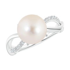 Angara Freshwater Cultured Pearl Infinity Ring in 14K Solid Gold for Women