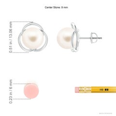 Angara Freshwater Cultured Pearl Love Knot Studs in 14K Solid Gold for Women