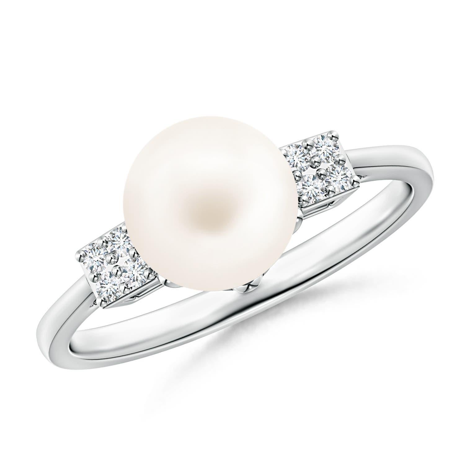 Bague Angara en or massif 14K avec perles de culture d'eau douce et diamants en grappe Pour femmes en vente