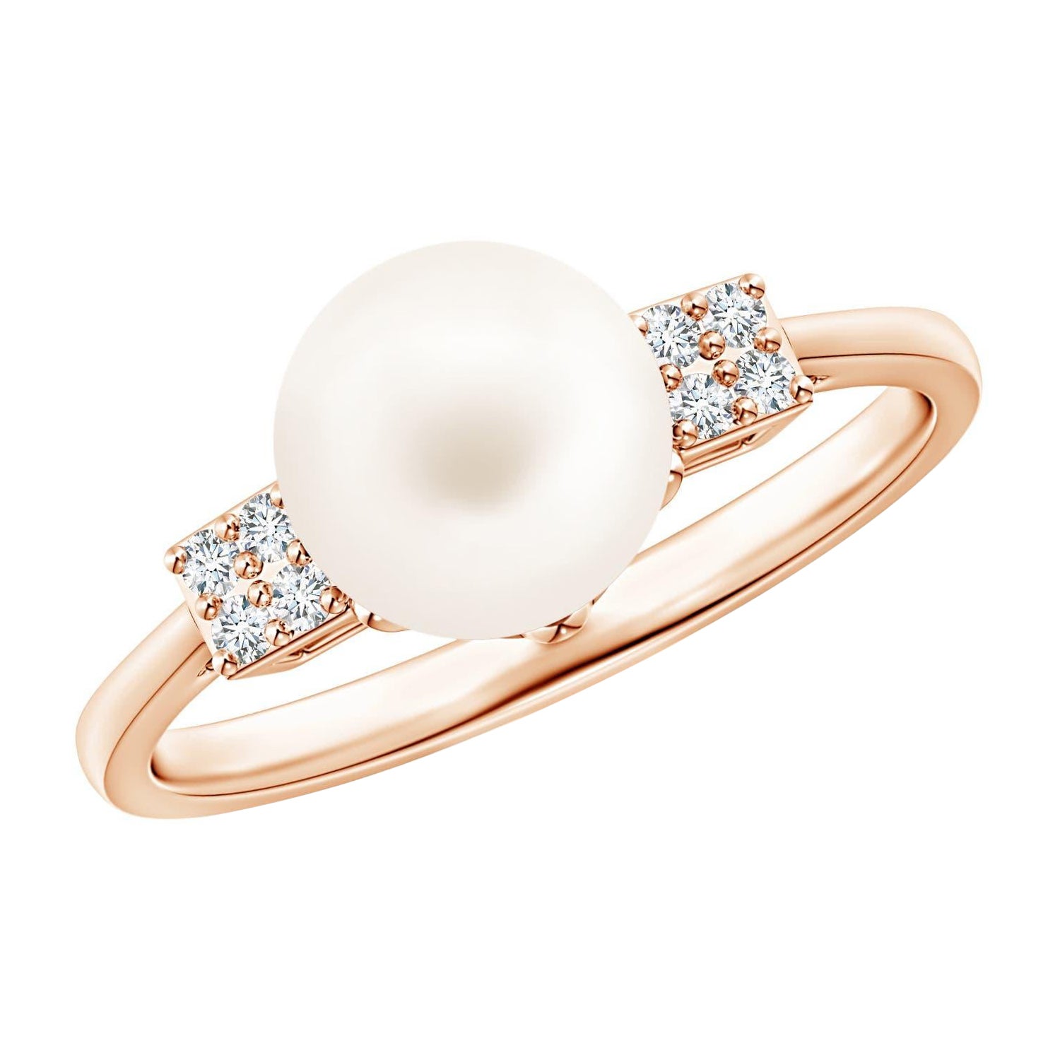 Anello Angara con perle d'acqua dolce coltivate e diamanti a grappolo in oro massiccio 14 carati