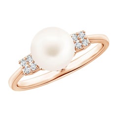 Bague Angara en or massif 14K avec perles de culture d'eau douce et diamants en grappe
