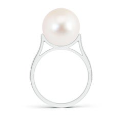 Anillo de perlas cultivadas de agua dulce Angara con diamantes engastados en oro macizo de 14 quilates