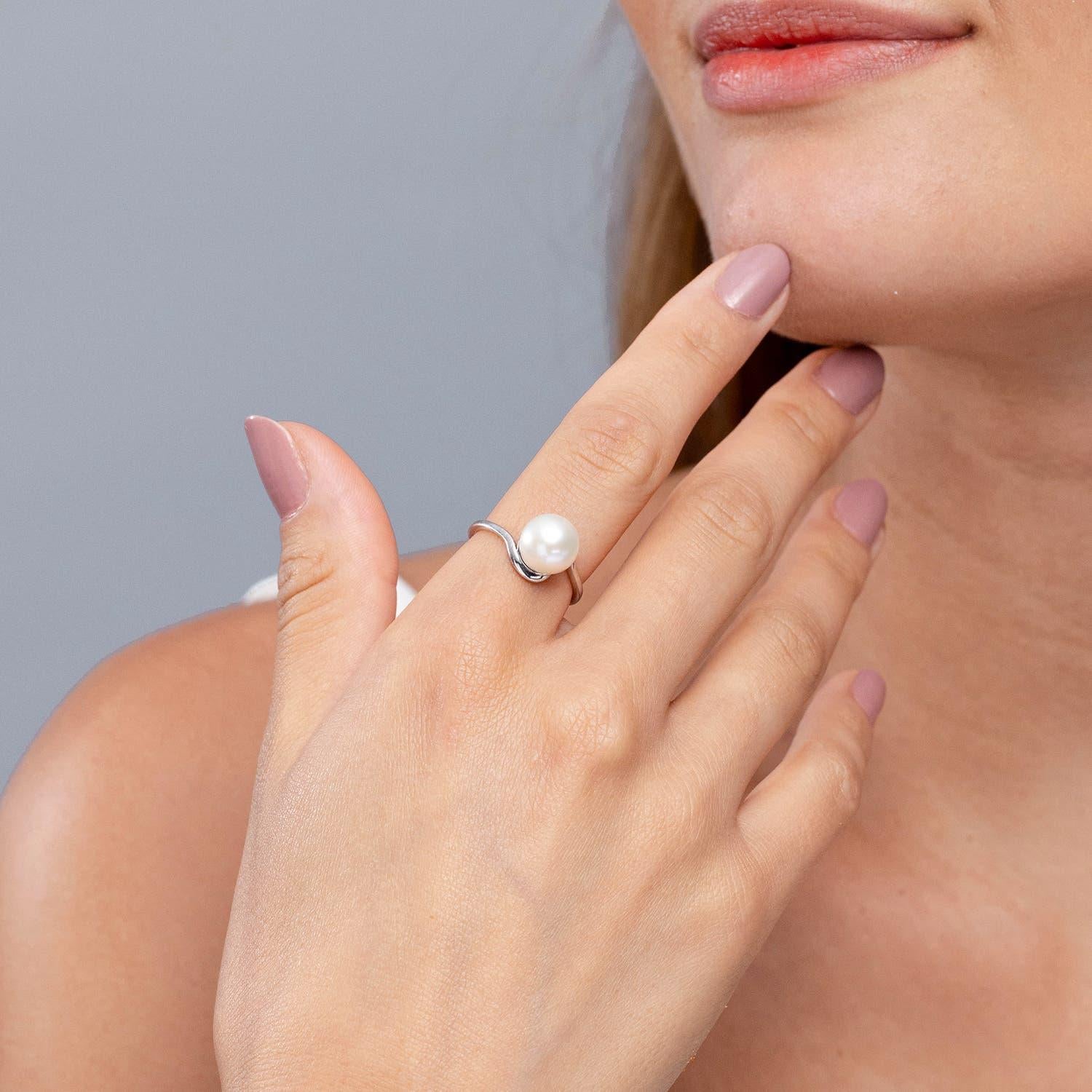 Angara Süßwasser-Zuchtperle Solitär Bypass Ring in 14K massivem Gold (Moderne) im Angebot