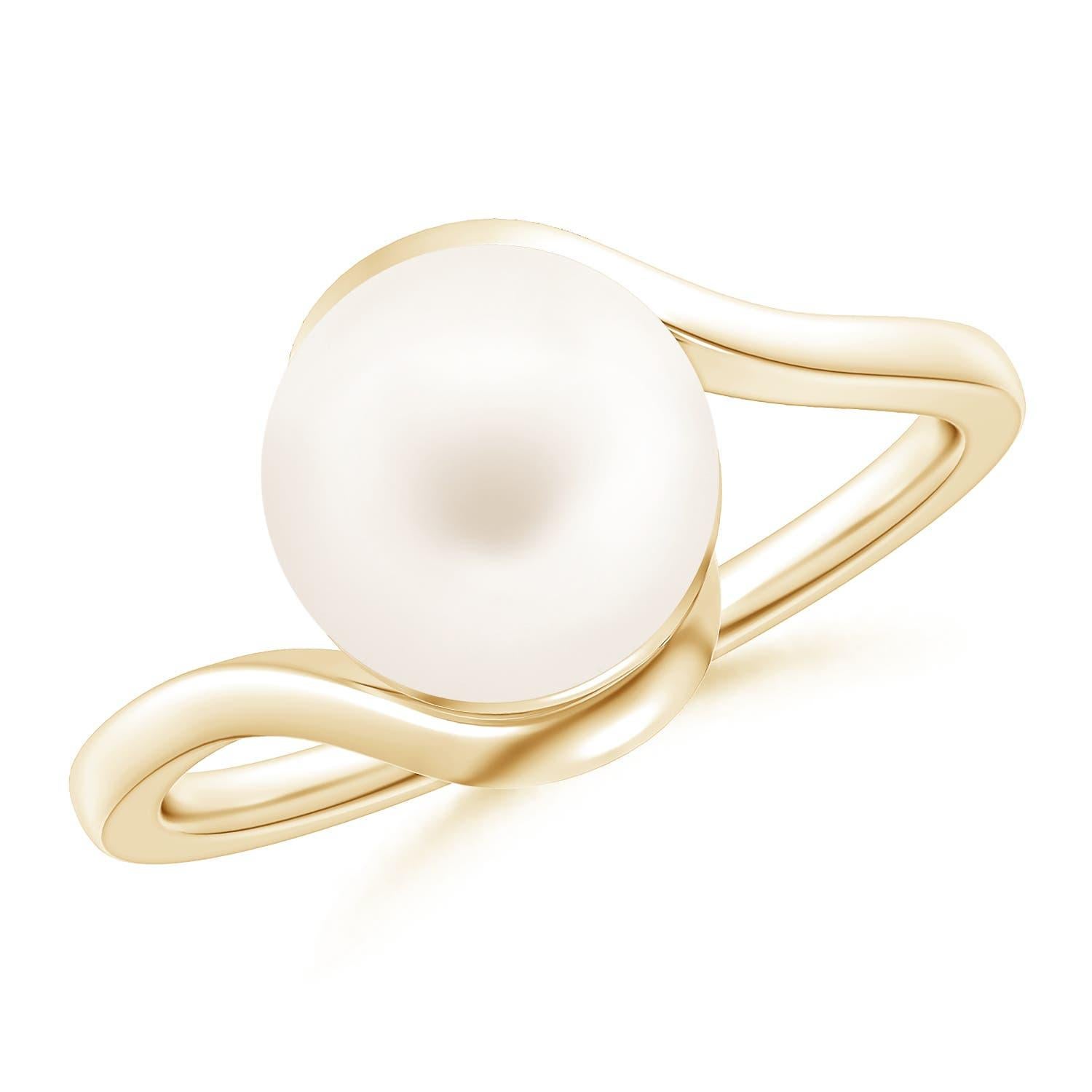 Angara Süßwasser-Zuchtperle Solitär Bypass Ring in 14K massivem Gold im Angebot 1