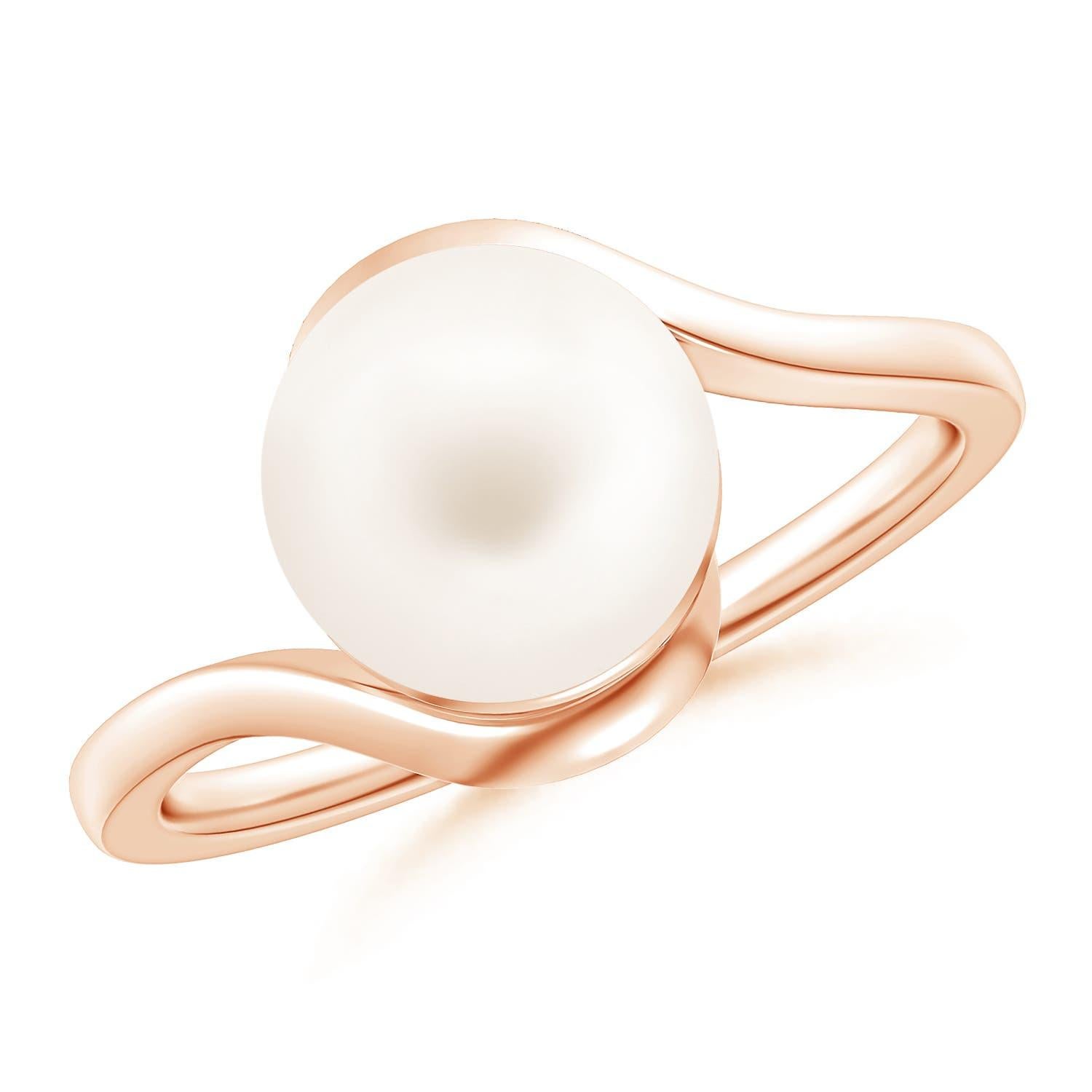 Angara Süßwasser-Zuchtperle Solitär Bypass Ring in 14K massivem Gold im Angebot 2