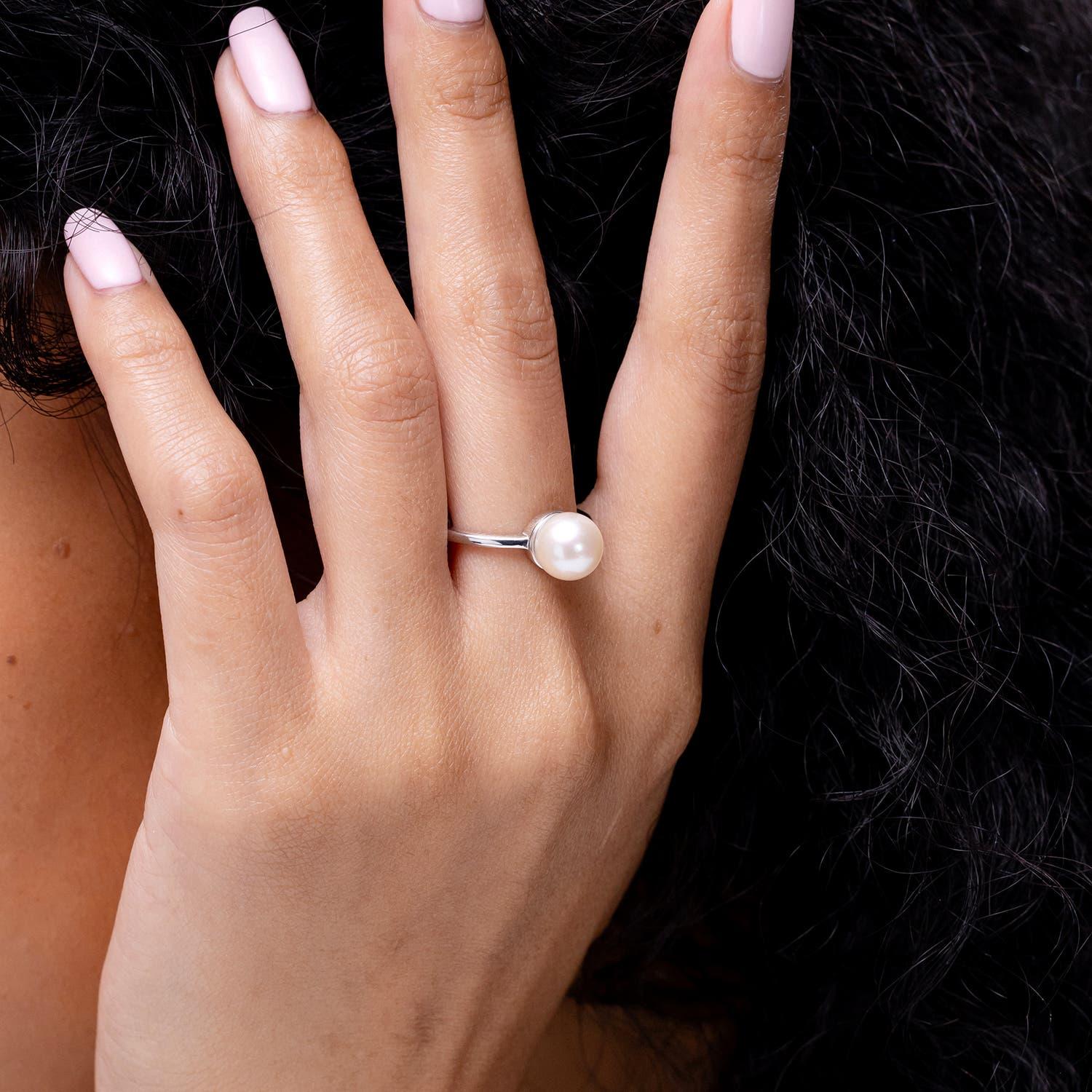 Angara Süßwasser-Zuchtperle Solitär Ring in 14K Solid Gold für Frauen im Zustand „Neu“ im Angebot in Los Angeles, CA