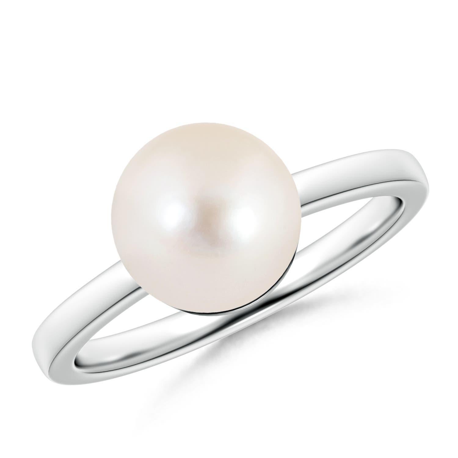 Angara Süßwasser-Zuchtperle Solitär Ring in 14K Solid Gold für Frauen im Angebot 2
