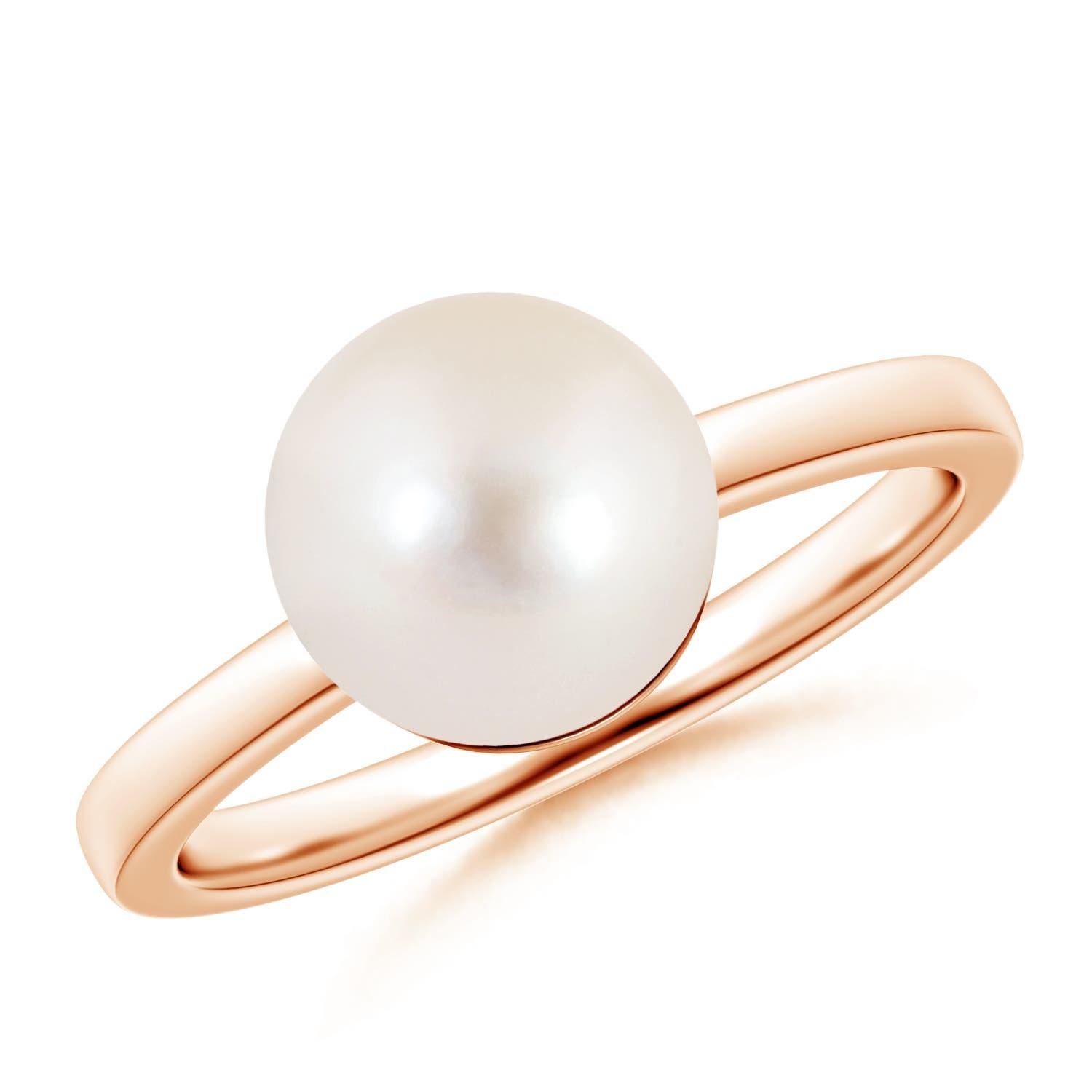 Angara Süßwasser-Zuchtperle Solitär Ring in 14K Solid Gold für Frauen im Angebot 3