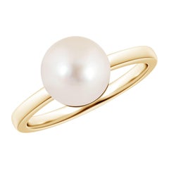 Angara Freshwater Cultured Pearl Solitaire Ring in 14K Solid Gold for Women