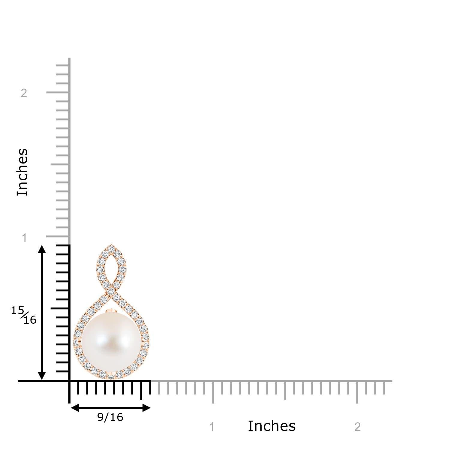 Angara Süßwasserperle und Diamant Unendlichkeit Twist Anhänger in 14K Rose Gold (Rundschliff) im Angebot