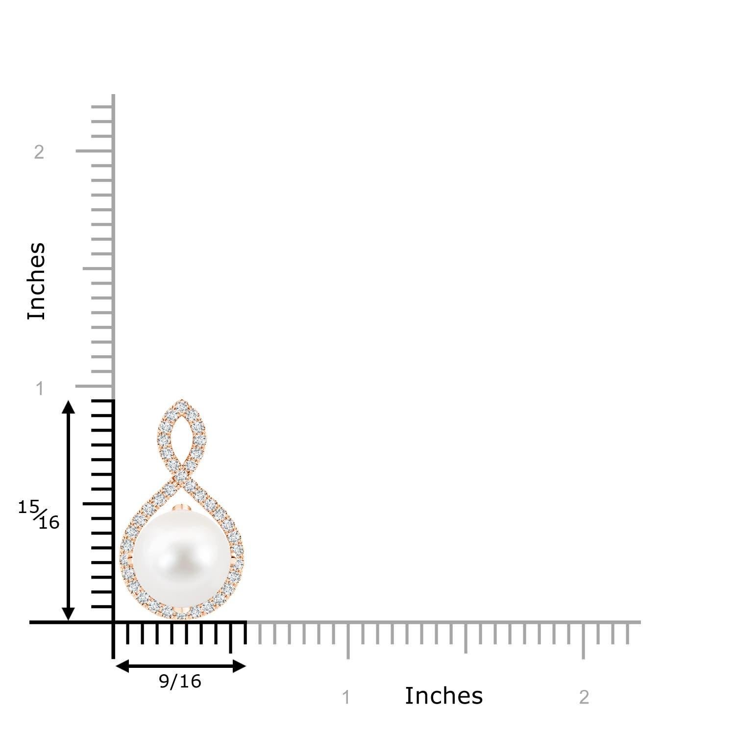 Angara Süßwasserperle und Diamant Unendlichkeit Twist Anhänger in 14K Rose Gold (Rundschliff) im Angebot